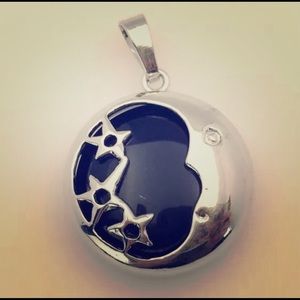 Black Onyx Crystal Necklace Stone Moon Star Silver